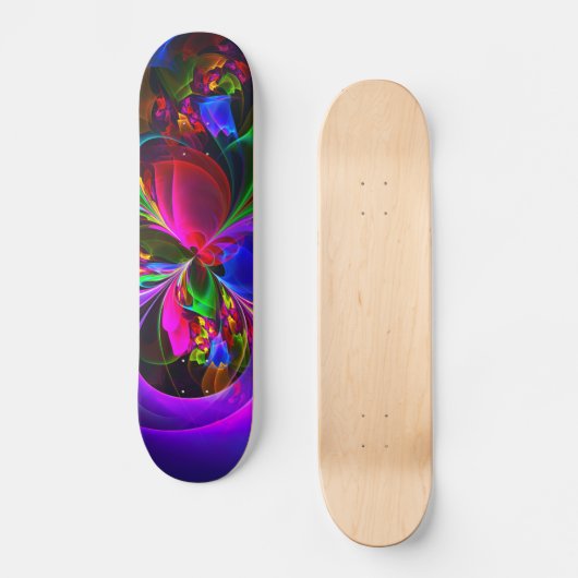 Modernes Abstraktes Blumenmuster Red Blue #12 Skateboard (Vorderseite)