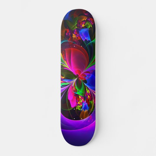 Modernes Abstraktes Blumenmuster Red Blue #12 Skateboard (Vorderseite)