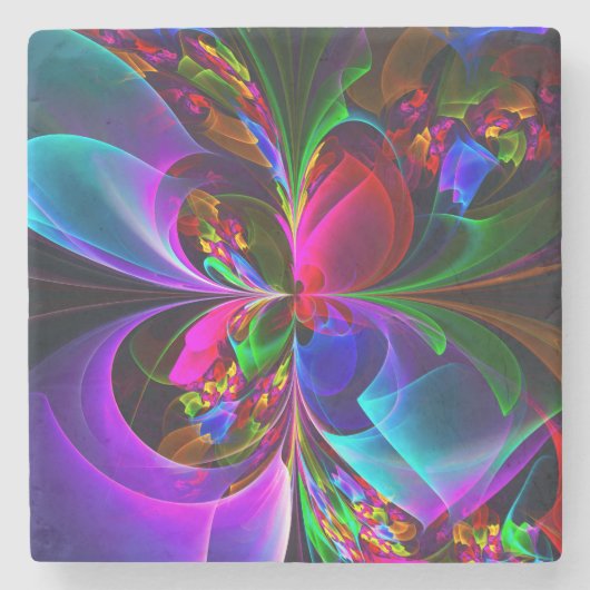 Modernes Abstraktes Blumenmuster Red Blue #12 Steinuntersetzer (Vorderseite)