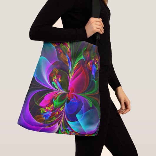 Modernes Abstraktes Blumenmuster Red Blue #12 Tragetaschen Mit Langen Trägern (Von Nahem)