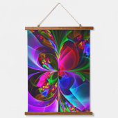 Modernes Abstraktes Blumenmuster Red Blue #12 Wandteppich Mit Holzrahmen (Vorderseite)