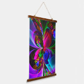 Modernes Abstraktes Blumenmuster Red Blue #12 Wandteppich Mit Holzrahmen (Gewinkelt)