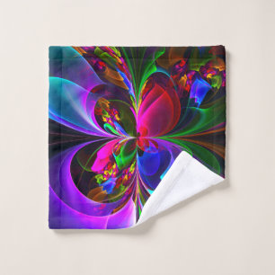 Modernes Abstraktes Blumenmuster Red Blue #12 Waschlappen