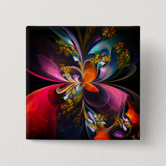 Modernes Abstraktes Blumenmuster Red Blue #13 Button (Vorderseite)