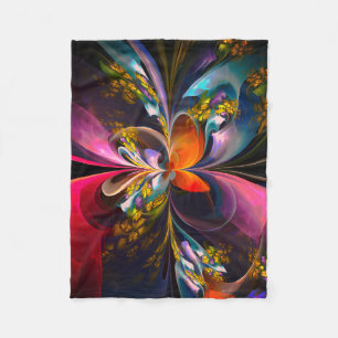 Modernes Abstraktes Blumenmuster Red Blue #13 Fleecedecke