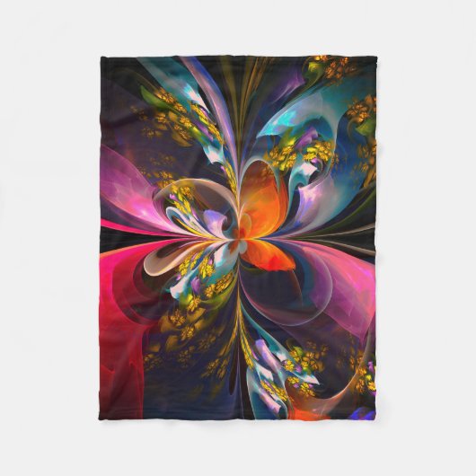 Modernes Abstraktes Blumenmuster Red Blue #13 Fleecedecke (Vorderseite)