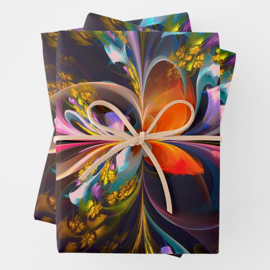 Modernes Abstraktes Blumenmuster Red Blue #13 Geschenkpapier Set (Beispiel)