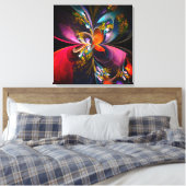 Modernes Abstraktes Blumenmuster Red Blue #13 Leinwanddruck (Insitu (Schlafzimmer))