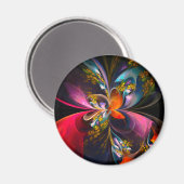 Modernes Abstraktes Blumenmuster Red Blue #13 Magnet (Vorderseite/Rückseite)