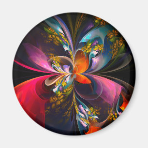 Modernes Abstraktes Blumenmuster Red Blue #13 Magnet