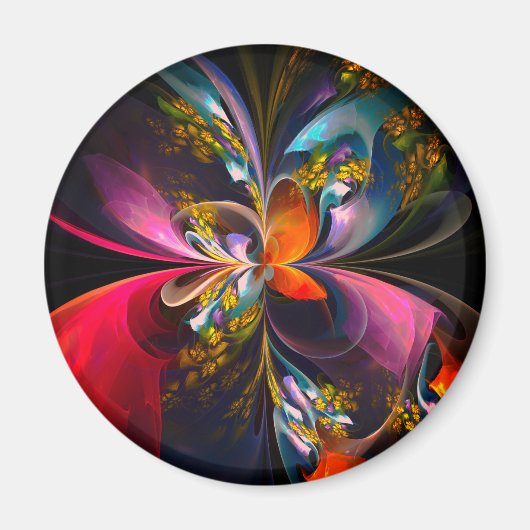Modernes Abstraktes Blumenmuster Red Blue #13 Magnet (Vorne)