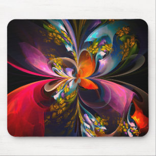 Modernes Abstraktes Blumenmuster Red Blue #13 Mousepad