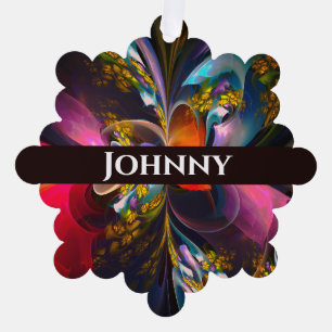 Modernes Abstraktes Blumenmuster Red Blue #13 Ornament Karte