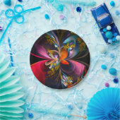 Modernes Abstraktes Blumenmuster Red Blue #13 Pappteller (Party)