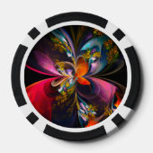 Modernes Abstraktes Blumenmuster Red Blue #13 Pokerchips (Rückseite)