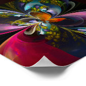 Modernes Abstraktes Blumenmuster Red Blue #13 Poster (Ecke)