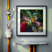 Modernes Abstraktes Blumenmuster Red Blue #13 Poster