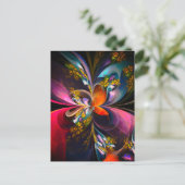 Modernes Abstraktes Blumenmuster Red Blue #13 Postkarte (Stehend Vorderseite)