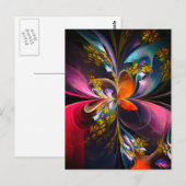 Modernes Abstraktes Blumenmuster Red Blue #13 Postkarte (Vorne/Hinten)