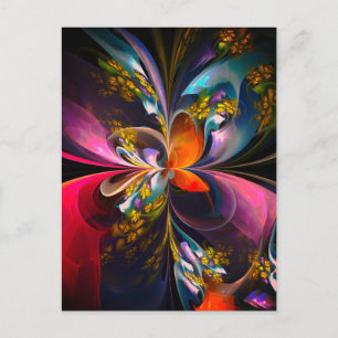 Modernes Abstraktes Blumenmuster Red Blue #13 Postkarte