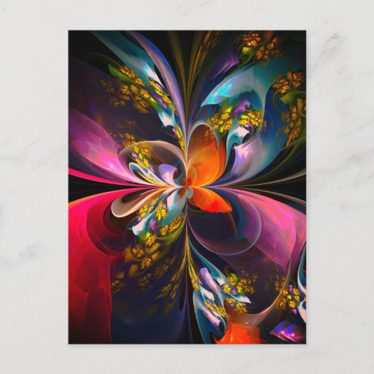 Modernes Abstraktes Blumenmuster Red Blue #13 Postkarte (Vorderseite)
