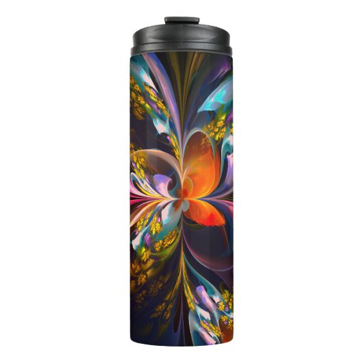 Modernes Abstraktes Blumenmuster Red Blue #13 Thermosbecher (Vorderseite)
