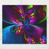 Modernes Abstraktes Blumenmuster Red Blue #15 Bierflaschenetikett (Einzelnes Label)