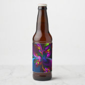 Modernes Abstraktes Blumenmuster Red Blue #15 Bierflaschenetikett (Vorderseite)