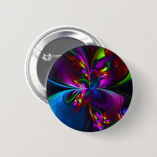 Modernes Abstraktes Blumenmuster Red Blue #15 Button (Vorne & Hinten)