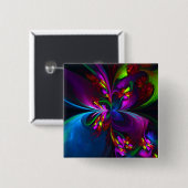 Modernes Abstraktes Blumenmuster Red Blue #15 Button (Vorne & Hinten)