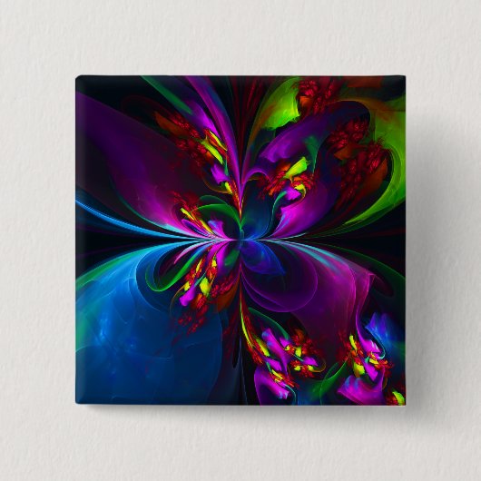 Modernes Abstraktes Blumenmuster Red Blue #15 Button (Vorderseite)