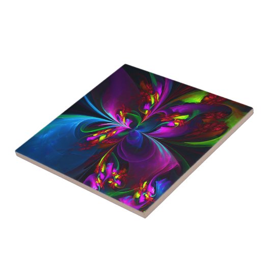 Modernes Abstraktes Blumenmuster Red Blue #15 Fliese (Seite)