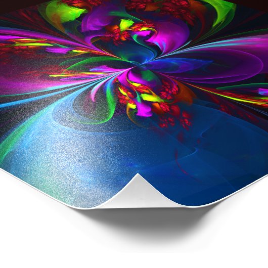 Modernes Abstraktes Blumenmuster Red Blue #15 Fotodruck (Ecke)