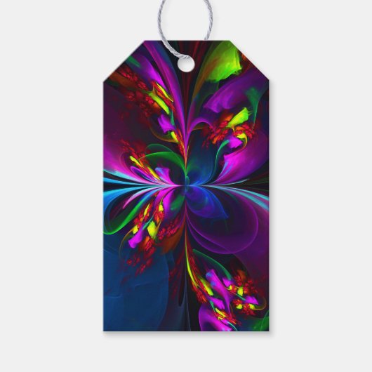 Modernes Abstraktes Blumenmuster Red Blue #15 Geschenkanhänger (Vorderseite)