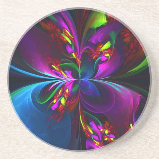 Modernes Abstraktes Blumenmuster Red Blue #15 Getränkeuntersetzer (Vorne)