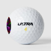 Modernes Abstraktes Blumenmuster Red Blue #15 Golfball (Logo)
