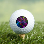 Modernes Abstraktes Blumenmuster Red Blue #15 Golfball (Insitu T-Shirt)