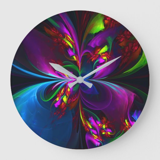 Modernes Abstraktes Blumenmuster Red Blue #15 Große Wanduhr (Vorderseite)