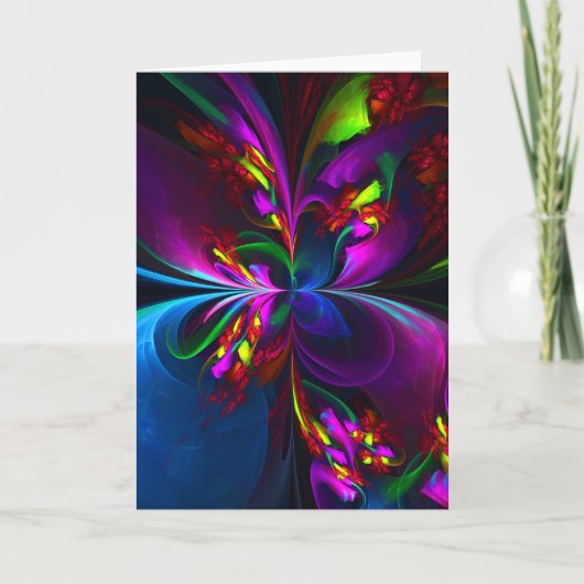 Modernes Abstraktes Blumenmuster Red Blue #15 Karte (Vorderseite)