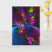 Modernes Abstraktes Blumenmuster Red Blue #15 Karte (Gelbe Blume)