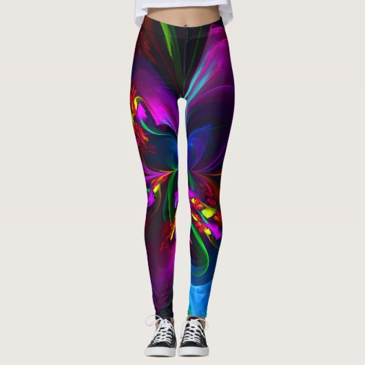 Modernes Abstraktes Blumenmuster Red Blue #15 Leggings (Vorderseite)