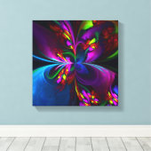 Modernes Abstraktes Blumenmuster Red Blue #15 Leinwanddruck (Insitu (Holzboden))