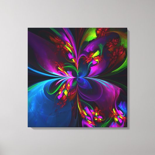 Modernes Abstraktes Blumenmuster Red Blue #15 Leinwanddruck (Vorderseite)