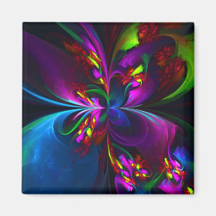 Modernes Abstraktes Blumenmuster Red Blue #15 Magnet