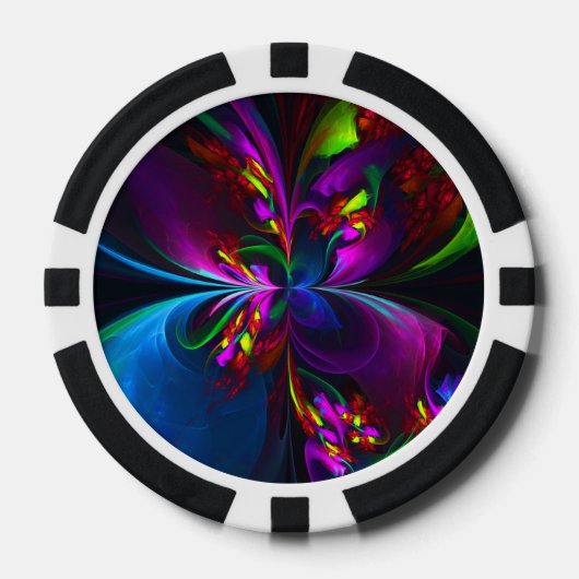 Modernes Abstraktes Blumenmuster Red Blue #15 Pokerchips (Vorderseite)