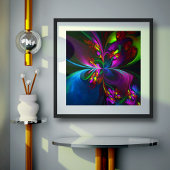 Modernes Abstraktes Blumenmuster Red Blue #15 Poster