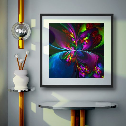 Modernes Abstraktes Blumenmuster Red Blue #15 Poster