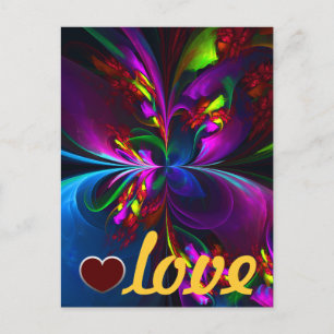 Modernes Abstraktes Blumenmuster Red Blue #15 Postkarte