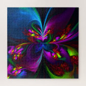 Modernes Abstraktes Blumenmuster Red Blue #15 Puzzle (Horizontal)