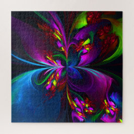 Modernes Abstraktes Blumenmuster Red Blue #15 Puzzle